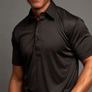 New Collars & Co Men Black Performance Polo Shirt 2XL Tall Athletic Short Slv